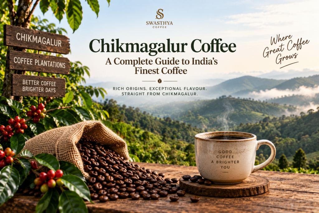 Chikmagalur coffee beans and coffee plantation